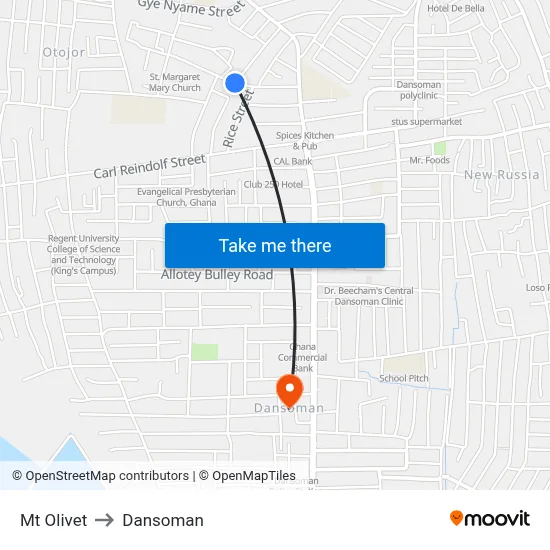 Mt Olivet to Dansoman map
