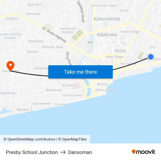 Presby School Junction to Dansoman map