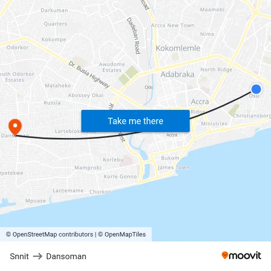 Snnit to Dansoman map