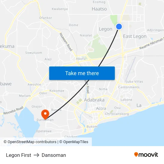 Legon First to Dansoman map