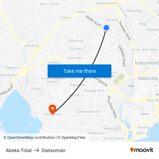 Abeka Total to Dansoman map