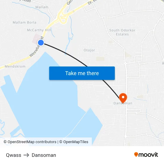 Qwass to Dansoman map