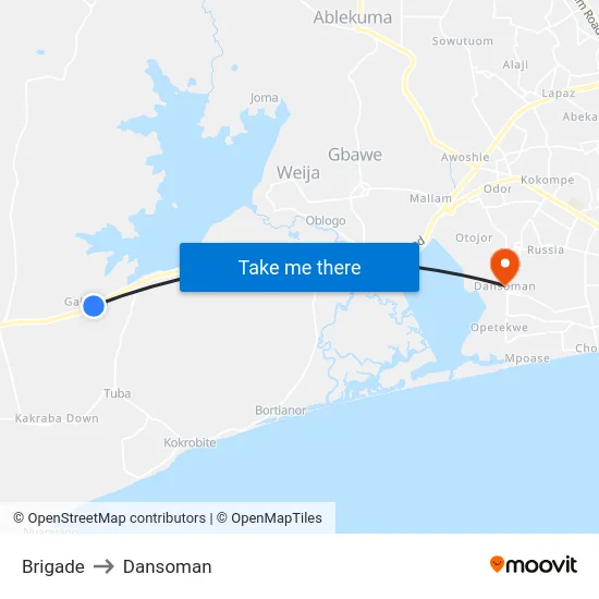 Brigade to Dansoman map