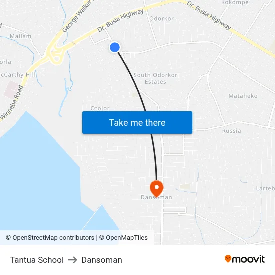 Tantua School to Dansoman map
