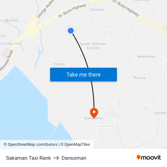 Sakaman Taxi Rank to Dansoman map