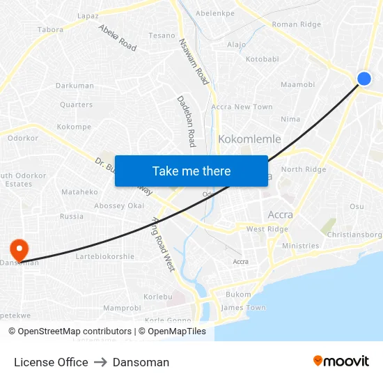 License Office to Dansoman map
