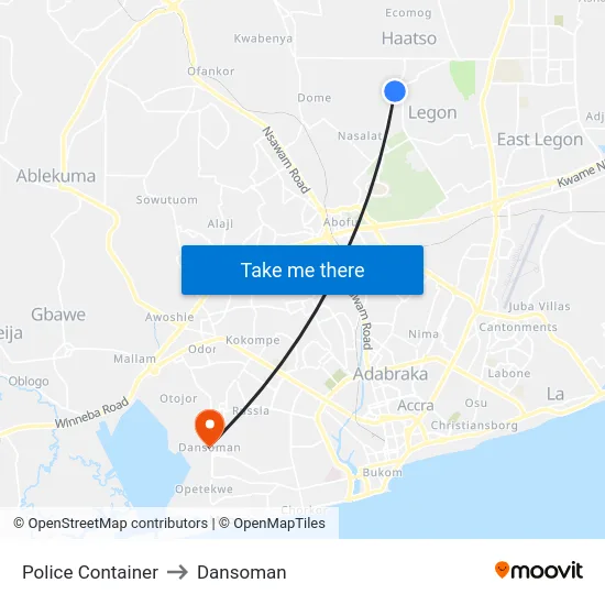 Police Container to Dansoman map