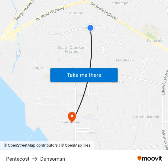 Pentecost to Dansoman map