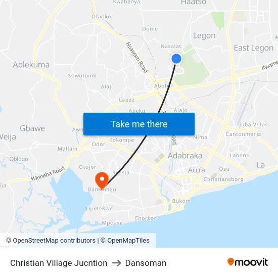 Christian Village Jucntion to Dansoman map