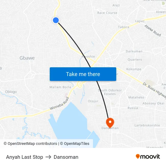 Anyah Last Stop to Dansoman map