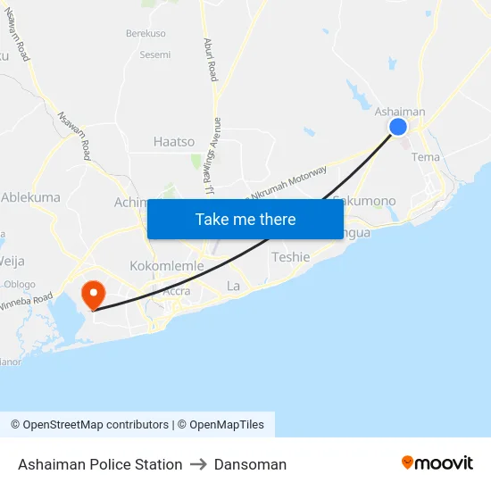 Ashaiman Police Station to Dansoman map