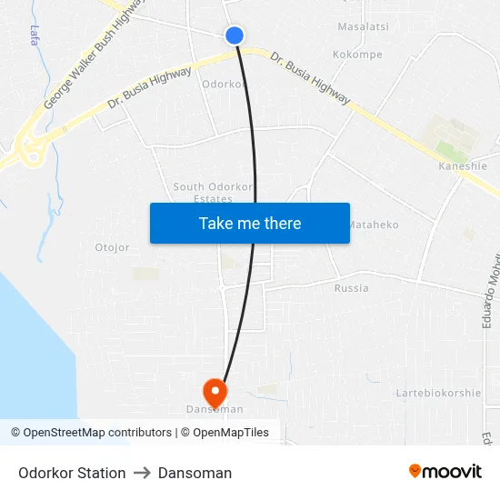 Odorkor Station to Dansoman map
