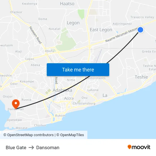 Blue Gate to Dansoman map
