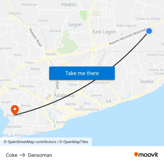 Coke to Dansoman map