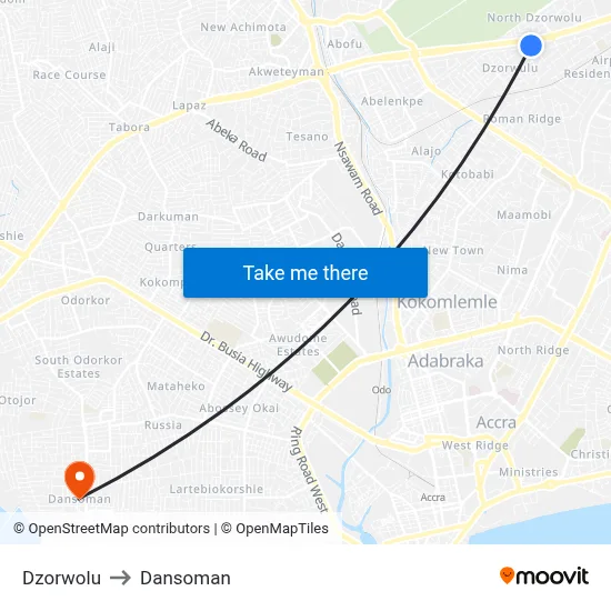 Dzorwolu to Dansoman map