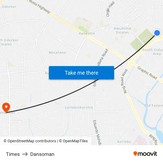 Times to Dansoman map