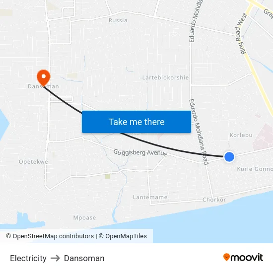 Electricity to Dansoman map