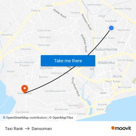 Taxi Rank to Dansoman map