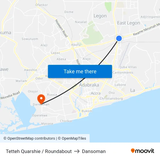 Tetteh Quarshie / Roundabout to Dansoman map