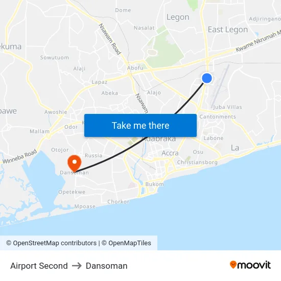 Airport Second to Dansoman map