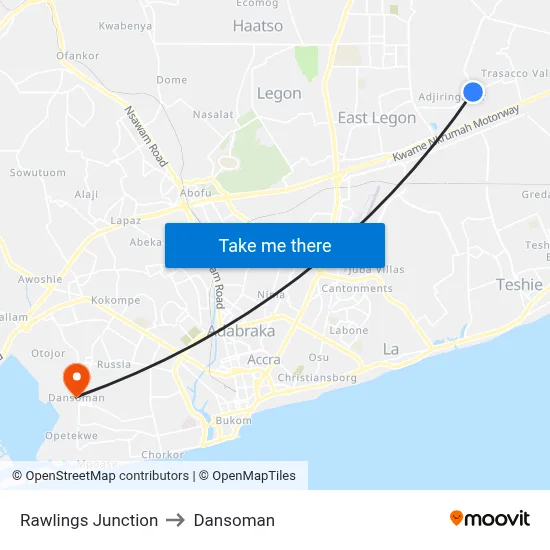 Rawlings Junction to Dansoman map