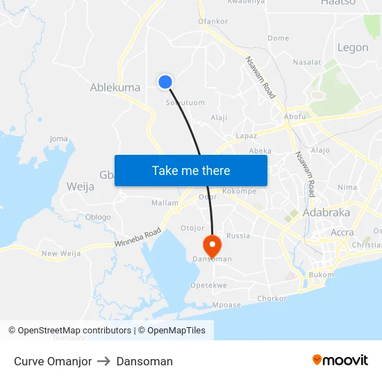 Curve Omanjor to Dansoman map