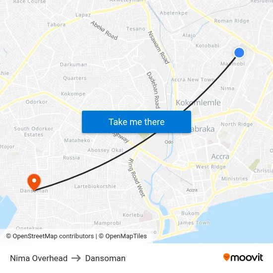 Nima Overhead to Dansoman map