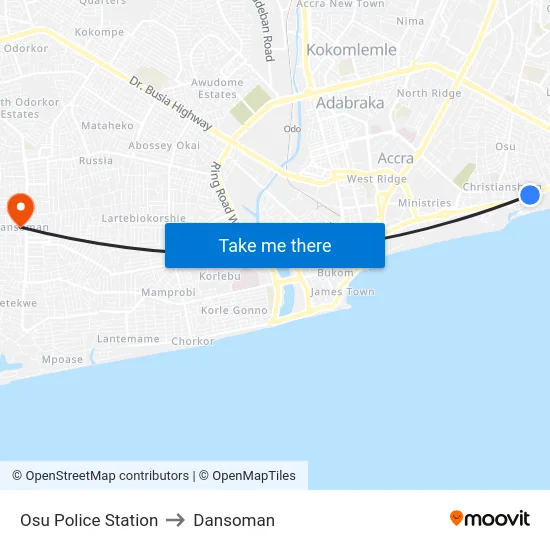 Osu Police Station to Dansoman map