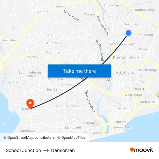 School Junction to Dansoman map