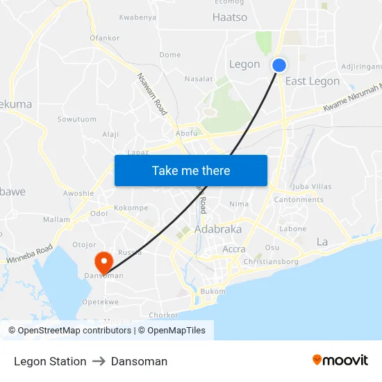 Legon Station to Dansoman map