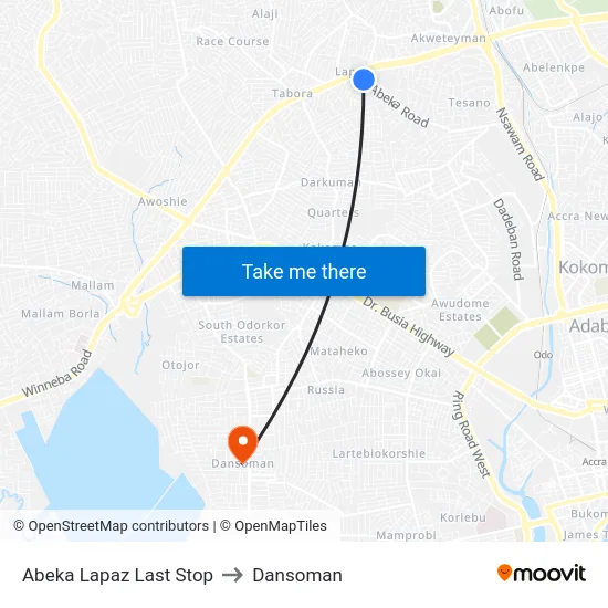 Abeka Lapaz Last Stop to Dansoman map
