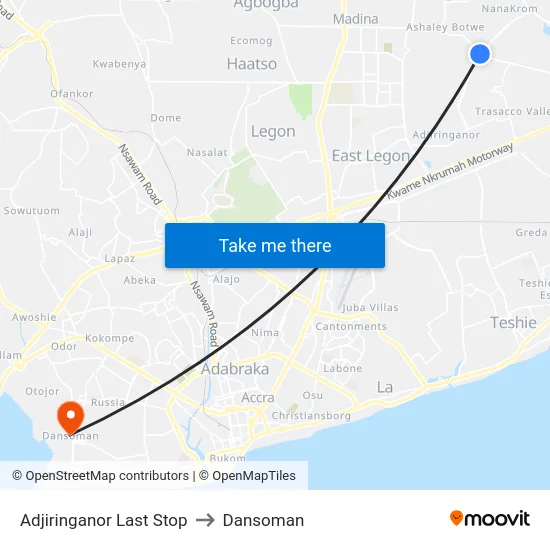 Adjiringanor Last Stop to Dansoman map