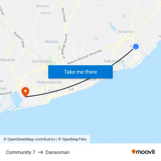 Community 7 to Dansoman map