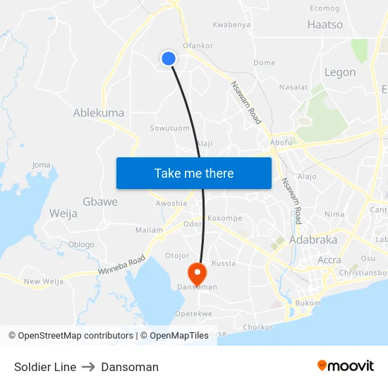 Soldier Line to Dansoman map