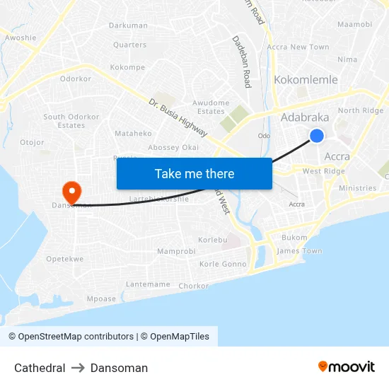 Cathedral to Dansoman map