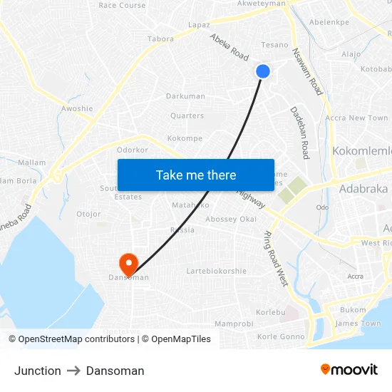 Junction to Dansoman map