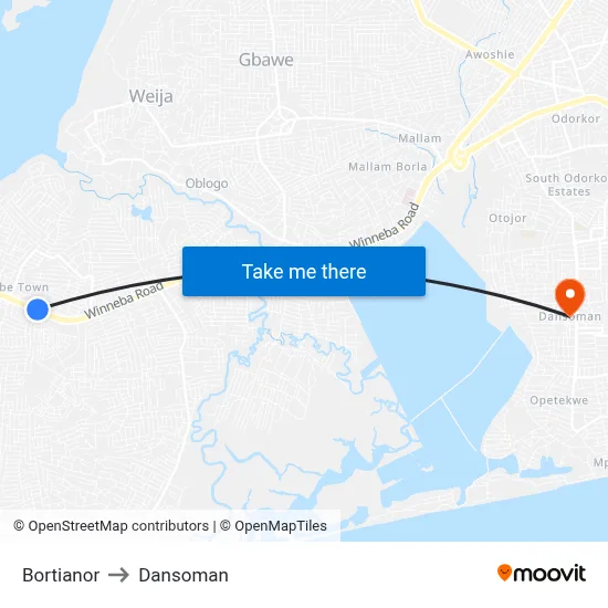 Bortianor to Dansoman map
