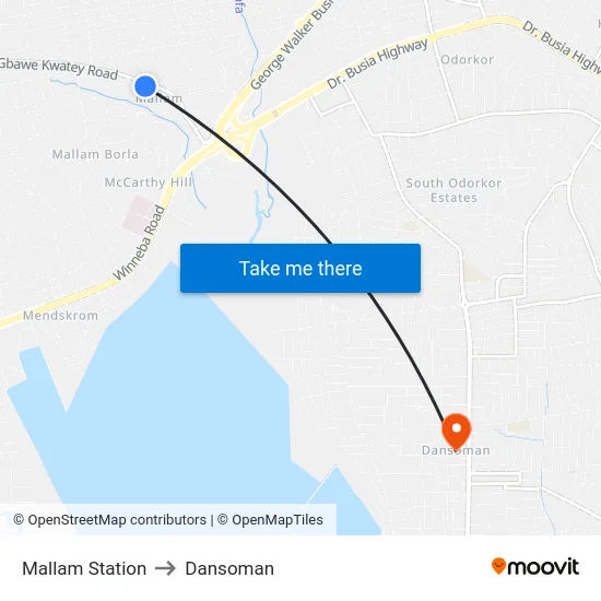 Mallam Station to Dansoman map