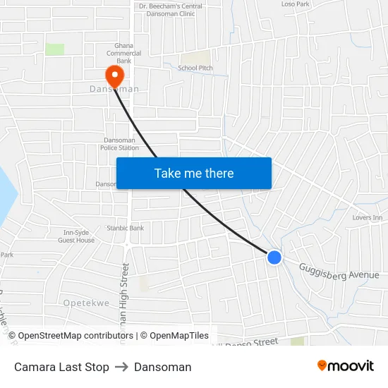 Camara Last Stop to Dansoman map