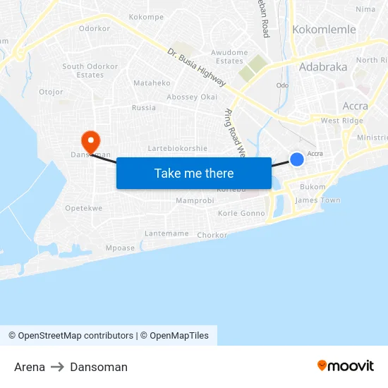Arena to Dansoman map