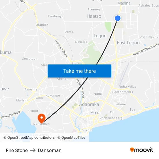 Fire Stone to Dansoman map