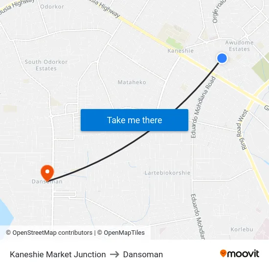 Kaneshie Market Junction to Dansoman map