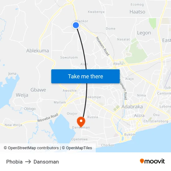 Phobia to Dansoman map