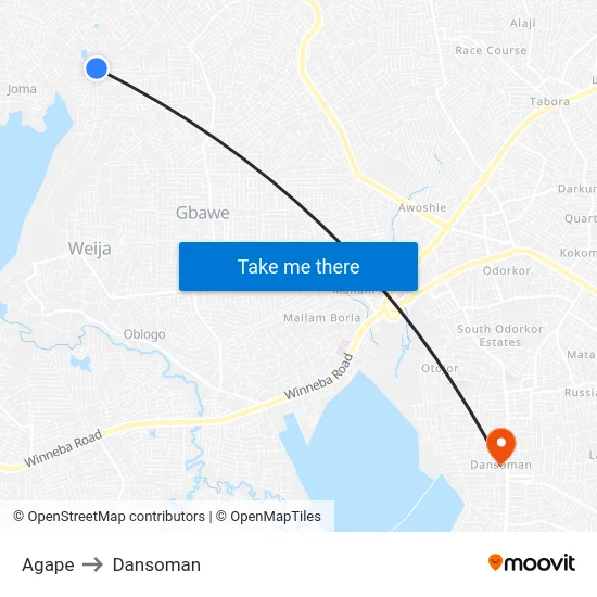 Agape to Dansoman map