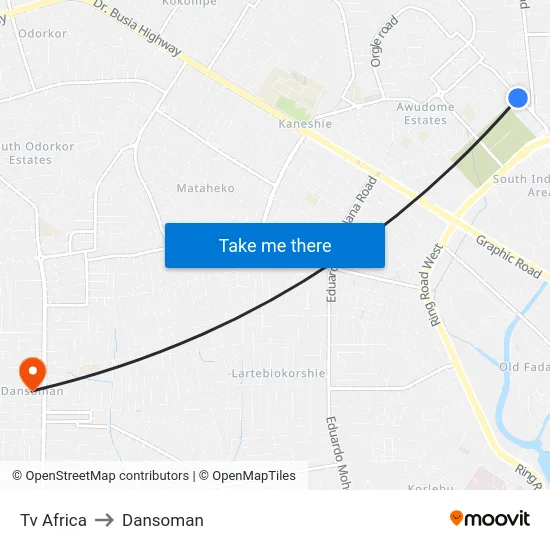 Tv Africa to Dansoman map