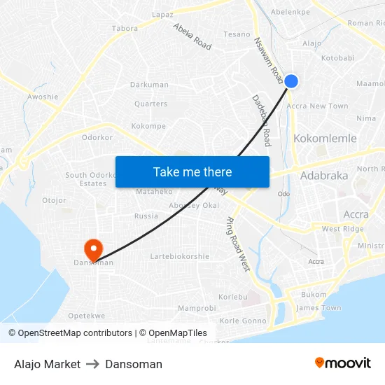 Alajo Market to Dansoman map