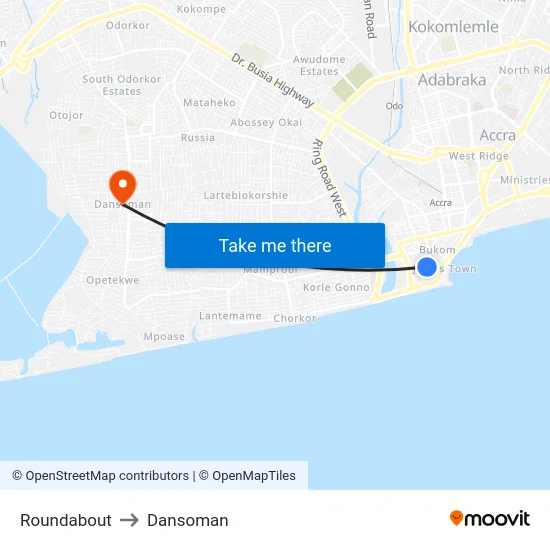 Roundabout to Dansoman map