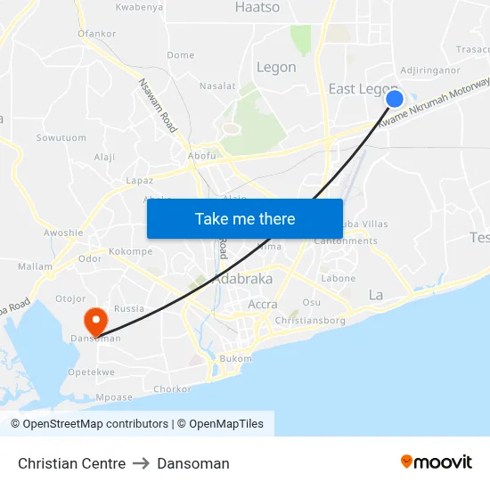 Christian Centre to Dansoman map