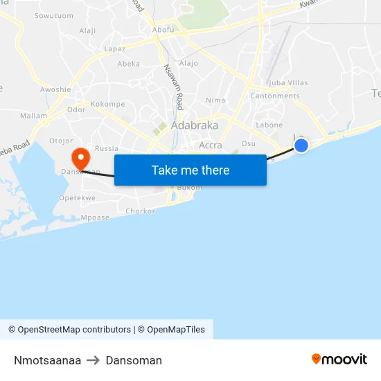 Nmotsaanaa to Dansoman map