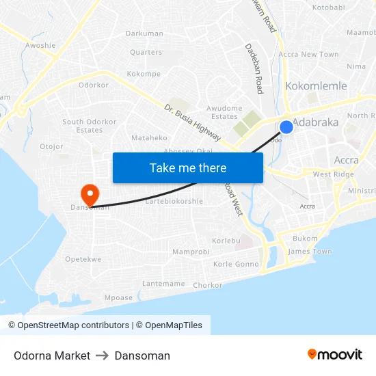 Odorna Market to Dansoman map